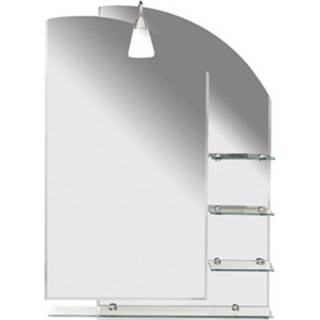 👉 Badkamerspiegel aluminium glas rechthoek wand wega Sapho 65x90 cm met Planchetten 8590913812071