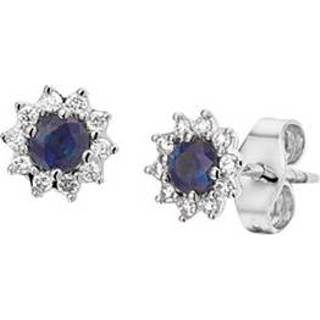 👉 Oorknop saffier witgouden diamanten active Oorknoppen met en 0.13 ct Rozet