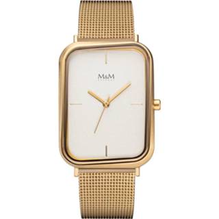 👉 Horloge goudkleurig active vrouwen Rechthoekig M&M Dames met Milanese Horlogeband