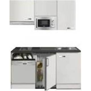 👉 Vaatwasser wit Kitchenette 150cm hoogglans met en koelkast kookplaat magnetron afzuigkap RAI-4432