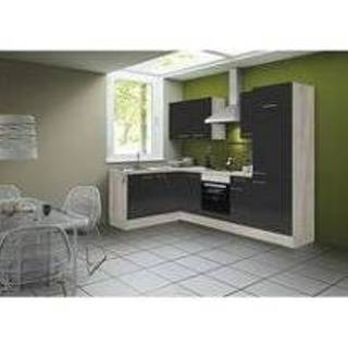 👉 Koelkast antraciet Hoek keuken hooggland 270 cm incl. koelkast, oven, e-kookplaat en afzuigkap RAI-41002