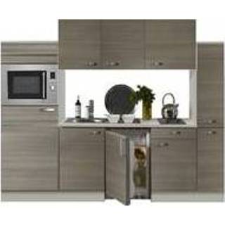 👉 Koelkast grijs bruin Keuken 240cm vigo grijs-bruin incl koelkast, kookplaat en apothekerskast RAI-371