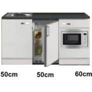 👉 Keukenblok wit RVS 160 hoogglans incl spoelbak en koelkast magnetron RAI-514