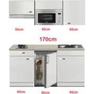 👉 Koelkast wit Kitchenette 170cm hoogglans met en kookplaat magnetron afzuigkap RAI-4331