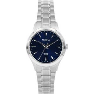 Slanke Zilverkleurig Dames Horloge met Blauwe Wijzerplaat