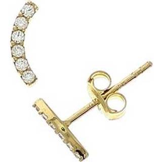 👉 Oorknop active Gebogen Geelgouden Strook Oorknoppen met Zirkonia?s