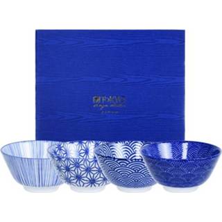 👉 Blauw witte Blauw/Witte Kommenset - Nippon Blue Set van 4 stuks 12 x 6.4cm 300ml 8719323536319