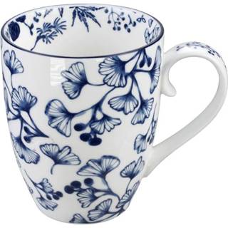 👉 Blauw witte Blauw/Witte Mok Ginko - Flora Japonica 8.5 x 10.2cm 380ml 8719323525627