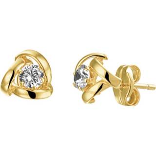 👉 Oorknop active dame Gebogen Staafjes Abstracte Geelgouden Oorknoppen met Zirkonia