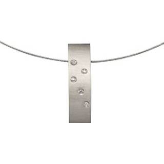 👉 Halsketting zilverkleurig Collier met Langwerpige Hanger Zirkonias van M&M