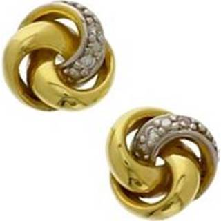 👉 Oorknop witgouden diamanten dame active Geelgouden Knoop Oorknoppen met Laagje en