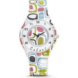 👉 Horloge active kinderen wit voor Kids met Kleurrijke Stippen van Colori Junior