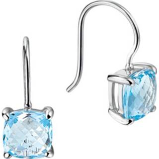 👉 Zirkonia zilver active blauwe Square Oorhangers van
