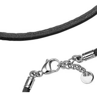 👉 Mannen active zwart Lederen Ketting met Edelstalen Sluiting 50+3cm