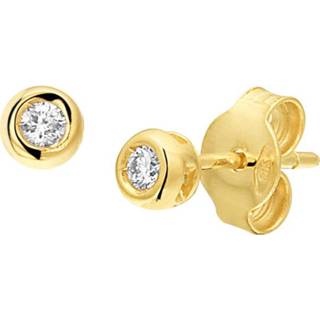 👉 Oorknop geelgoud diamant active Ronde Oorknoppen van met 0.03 ct