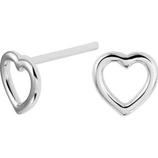 👉 Oorknop zilver active Opengewerkte Glanzende Hart Oorknoppen van Gerhodineerd