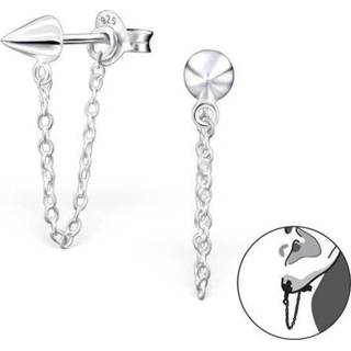 👉 Oorknop zilver active dame Gepunte Oorknoppen met Schakelketting van