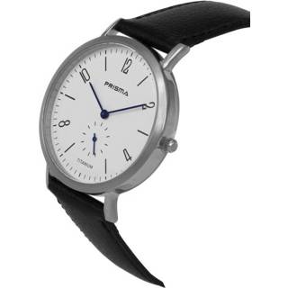 👉 Design Titanium Prisma Horloge met Zwart Lederen Horlogeband