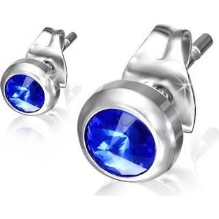 👉 Oorsteker mannen active blauw Ronde zirkonia-setting oorstekers / Sapphire