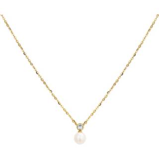 👉 Klassiek Geelgouden Collier met Zirkonia en Zoetwaterparel
