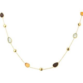 👉 Hals ketting dame active Geelgouden Anker Collier met Kleurrijke Edelstenen Mix