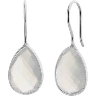 👉 Oorhanger zilver active witte Chalcedoon Oorhangers van met Franse Haak