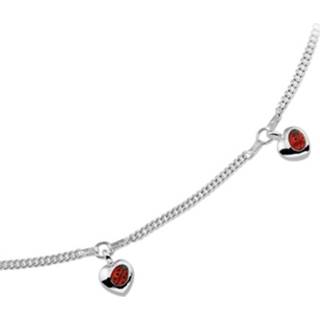 👉 Zilveren Collier met Hartjes Hangers met Lieveheersbeestjes
