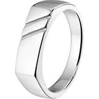 👉 Zilveren Heren Ring met Dieper Gelegen Diagonale Lijnen