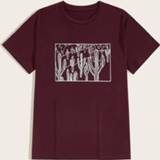 👉 Shirt bordeaux polyester mannen Casual Planten Shirts