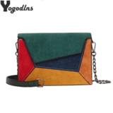 👉 Messenger bag leather small vrouwen Fashion Quality Patchwork Women Female Chain Strap Shoulder Criss-Cross Ladies' Flap