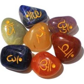 👉 Trommel steen active SET 7 Chakra Trommelstenen met Sanskriet Letters 8718657466026