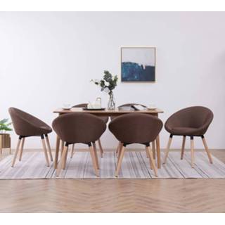 👉 Eetkamerstoelen 6 st stof bruin
