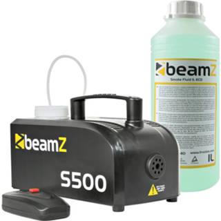 Rookmachine kunststof active BeamZ S500 met 1 liter extra vloeistof 3578220605475