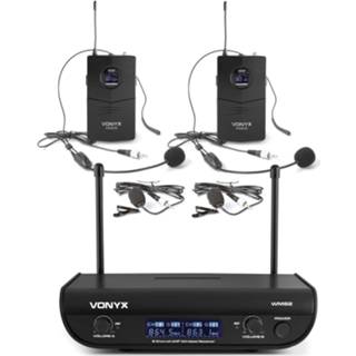 👉 Microfoonset active Vonyx WM82 draadloze met twee UHF bodypacks en headsets 8715693301441