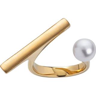 👉 Goudkleurige Ring met Balkje en Zoetwaterparel van M&M