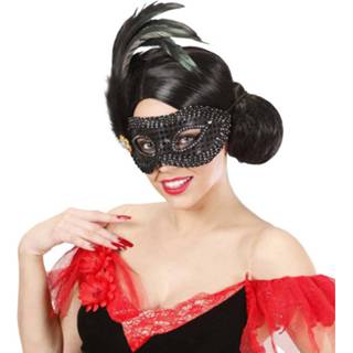 👉 Oogmasker zwart active Oogmaskers: met veren en steentjes 8003558179305