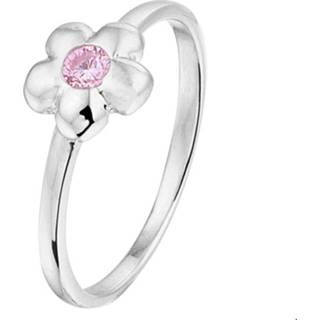 Zilveren Bloem Ring met Roze Zirkonia