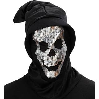 👉 Horrormasker active Horrormaskers: Schedelmasker met kap en glitters 8003558536702