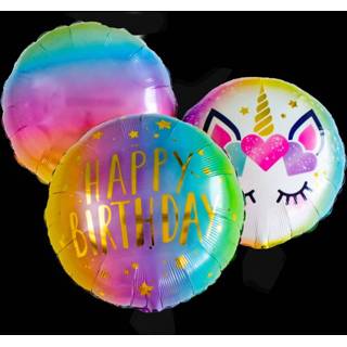 👉 Eenhoorn verschillende kleuren Ballon Tros Birthday Unicorn 8714572913867