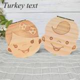 👉 Organizer baby's jongens meisjes Turkey/ English Baby Tooth Box Wooden Milk Teeth Storage Boys Girls Save Souvenir Case Gift Creative