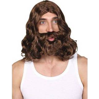 👉 Pruik bruin active Historische en baard Jezus van Nazareth in 5055294881625