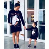 👉 Rompertje ZSIIBO family accessories clothing parent-child romper, unicorn print long-sleeved hooded mom and daughter's clothes