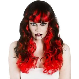 👉 Pruik rode zwarte active Mooie Vampira met en krullen 5055294882851