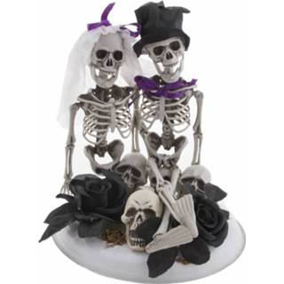 👉 Zwarte active Enge deco skelet bruid en bruidegom op rozen 8712364940831