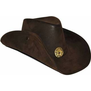 👉 Cowboyhoed bruine active Ruige lederlook cowboy hoed 8712364500639