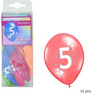 Ballon active Mooie cijfer 5 ballonnen in verschillende kleuren 8712364842531