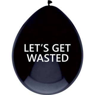 👉 Ballon zwarte active ballonnen met tekst LET'S GET WASTED 5st 8713647901341