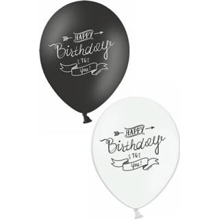 👉 Ballon zwart wit active Mooie ballonnen Happy Birthday to you 30 cm. per 6 8713647930426