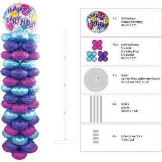 👉 Ballon active Ballonnen pilaar Happy Birthday set met toebehoren 8712364853568