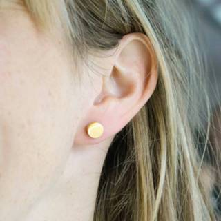 👉 Oorbel plated One Size geel Goldplated oorbellen disc 8717637990469